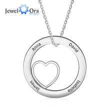 Personalized Round Heart Necklace with 4 Names Customized Circle Engraved Necklace Christmas Gift for Women (JewelOra NE103284) 2024 - buy cheap