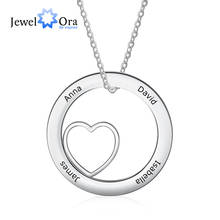 Colar de coração redondo personalizado com 4 nomes círculo personalizado gravado colar presente de natal para as mulheres (jewelora ne103284) 2024 - compre barato