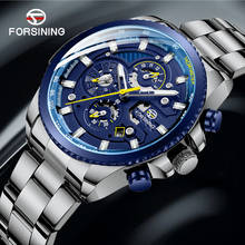 FORSINING Brand Men Automatic Watch Luxury Skeleton Mechanical Watches Men's Silver Stainless Steel Clock Relogios Masculino 2024 - buy cheap