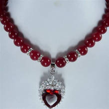 Collar con colgante de cristal + jade rojo de 8mm, joya bonita de 18 ", oferta 2024 - compra barato