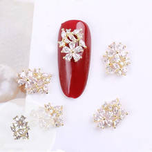 Decoración artística japonesa para uñas, adornos de flores de circonita, accesorios de metal para uñas, adornos de pedrería para uñas, parte TN4929, 5 uds. 2024 - compra barato