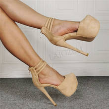 SEIIHEM Women Platform Pumps Round Toe Stiletto High Heels Faux Suede Shoes Woman Party Ladies Scarpe Donna Size 43 44 47 50 52 2024 - buy cheap