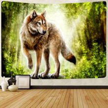 Simsant-tapiz de Lobo y bosque, arte de jungla de animales, tapices colgantes de pared para sala de estar, dormitorio, decoración de Manta para el hogar 2024 - compra barato