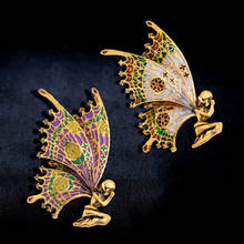 Zlxgirl-broches de bufanda con forma de mariposa en ángulo para mujer, joyería de dos colores, broche del pines esmaltados 2024 - compra barato