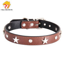 Personalized Dog Collar PU Leather stainless steel Pentagram Style for Small Medium Dog Cat Necklace Strap animals Pet Supplies 2024 - buy cheap