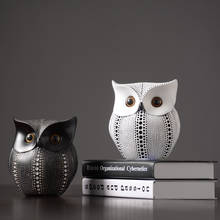 Nordic Minimalist Owl Figurines White And Black Resin Animal Arts Crafts Miniature Garden Statues Office Desk Home Decoration 2024 - buy cheap