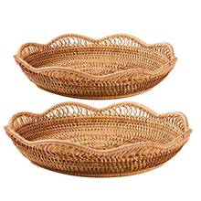 Hand-Woven Rattan Storage Basket Fruit Basket Wicker Woven Tray Restaurant Small Container Home Decoration 2024 - buy cheap