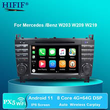 Reproductor multimedia con Android 11 y navegación GPS para Mercedes Benz, radio Estéreo 2 DIN con DVD, PX5, 4G, Carplay, para Mercedes Benz W203 W209 W219 Clase A A160 Clase C C180 C200 CLK200 2024 - compra barato