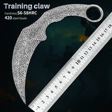 Karambit Trainer Knife Tactical Military Outdoor Survival CSGO Self Defense Knives 420 Steel Fixed Blade Feather Patterns Claw 2024 - buy cheap