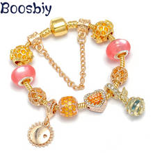 Boosbiy  Luxury Gold Snake Chain Charm Bracelet With Cute Bees Beads & Pendant For Women Brand Bracelet Jewelry Gift 2024 - buy cheap