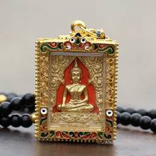 Colgante de amuleto de Buda dorado Vintage, collar religioso, cadena de cuentas de moda, amuletos de Buda de Tailandia, colgantes, collar de joyería 2024 - compra barato