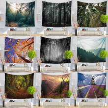 Настенный подвесной гобелен с мандалой, природный пейзаж, Лесной художественный ковер, одеяло, коврик для йоги, декоративный гобелен для дома 2024 - купить недорого