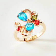 New Fashion Rings for Women Bohemia Style Women Jewelry Flower Design Multi Color Stone Wedding Rings 2024 - buy cheap