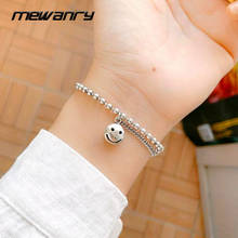 Mewanry-pulsera de plata de ley 925 para parejas, pulsera con cuentas de costura, Estilo Vintage, Punk, Rock, Smiley, regalos de cumpleaños, venta al por mayor 2024 - compra barato