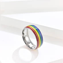 rings mens stainless steel Rainbow flag rings charm gold fashion jewellery gay ring paired gifts for male Accessories wholesale 2024 - buy cheap
