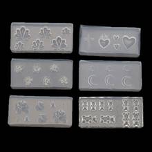 Kit de moldes de silicona para decoración de uñas, herramientas de manicura con forma de Luna, Cruz, oso y flores, para tallado de uñas, 6 uds. 2024 - compra barato