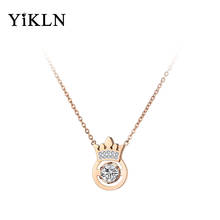 YiKLN-collar con colgante de corona de cristal para mujer, joyería clásica de acero inoxidable, oro rosa, AAA, CZ, YN19036 2024 - compra barato