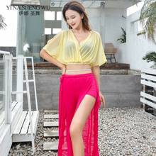 Adulto elegante conjunto de prática oriental wear desempenho dança feminina calças fenda dança do ventre superior prática roupas traje nova 2024 - compre barato