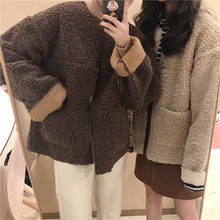 Thicken Warm Lamb Jacket Coat Womens Casual Fashion Faux Fur Overcoat Pockets Cozy Loose Outerwear for Female 2024 - buy cheap