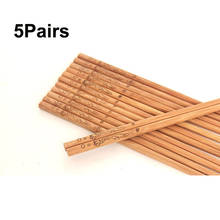 Five pairs of Chinese household chopsticks food sticks bamboo durable portable food safe tableware for restaurant banquets 2024 - buy cheap