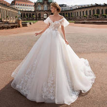 Castle Vintage Wedding Dresses Cap Sleeve Vestido de Noiva 2021 Lace 3D Flowers Wedding Gowns Ball Gown Bride Dress Princess 2024 - buy cheap