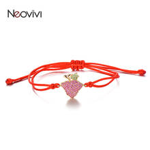 Neovivi Purple Green Zircon Strawberry Charm Bracelet Red Black Rope String Bracelets DIY Fruit Jewelry Women Girl Cute Pulseira 2024 - buy cheap