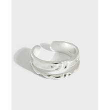 Novo 925 prata esterlina superfície irregular dupla camada anéis para jóias femininas, elegante prata 925 anel mulher acessórios 2024 - compre barato