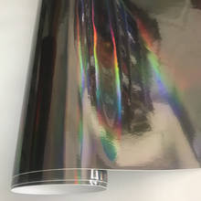 Rollo de vinilo negro holográfico, película adhesiva de liberación de aire, 50x300cm 2024 - compra barato