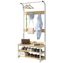 170cm Simple Multi-Hook Clothing and Shoes Stand Rack Wood 2 Layer Shoes Storage Hat Cloth Bag Coat Hanger Floor Standing Rack 2024 - buy cheap