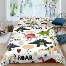 Luxo 3d estampa de dinossauro cartoon casa sala de estar confortável conjunto de capa de edredom infantil conjunto de cama queen e king ue/eua/au/ru tamanho 2024 - compre barato