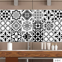 Adesivos de parede mandala preto e branco, retrô, padrão para cozinha, banheiro, sala de estar, decalques para móveis, decoração boêmia, papel de parede, arte, papel de parede 2024 - compre barato