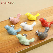 LSTABAN European-style Ceramic Door Handle Dove Cartoon Children's Cabinet Handles Drawer Furniture Single Hole Door Knobs 2024 - buy cheap