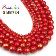 Natural Red Gold Color Jades Stone Round Loose Beads for Jewelry Making 4 6 8 10 12mm Diy Bracelet Necklace Wholesale 15 Inch 2024 - buy cheap