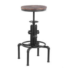 IKayaa металлический промышленный барный стул, регулируемый по высоте поворотный сосновый верх, кухонный обеденный стул, трубный стиль, барный табурет 2024 - купить недорого