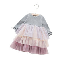 Cute Girls Dress 2019 Autumn Long Sleeve Toddler Kids Dresses for Girl Cotton Mesh Children Clothing Princess Layered Dress 2024 - buy cheap