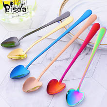 1Pc Stainless Steel Dessert Spoon Long Handle Ice Scoop Small Tea Coffee Spoons 8 Colors Lovely Dinnerware for Kit Party Tools 2024 - buy cheap