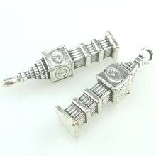 5pcs Vintage Metal Clock Tower 27*5.5mm Charms DIY Fashion Pendant for Jewelry Making Earrings Bracelet 16512 2024 - buy cheap