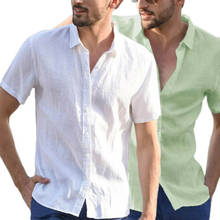 2019 Fashion Mens Short Sleeve White Shirt Summer Cool Loose Casual Turn-down Collar Shirts Tops Solid Soft Blouse hot 2024 - buy cheap