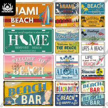 Putuo Decor Beach Vintage License Plate Metal Tin Sign Decor Plaque Summer Sandy Beach Pub Bar Surf Club Seaside Wall Decoration 2024 - buy cheap