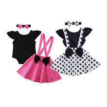 Baby Girl Clothing Set Solid Sleeveless Toddler Baby Girl Clothes Romper+strap Dress+hairbow Outfits Mickey Costume 0-4 Years 2024 - buy cheap