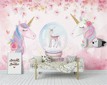 Diantu Custom 3D Wallpaper Watercolor Unicorn Art Mural Life Bedroom Hallway Children Room Entertainment Background  Wallpaper 2024 - buy cheap