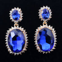 1 par de cor misturada azul cristal brincos feminino noiva casamento jóias acessórios brinco pendurado balançar brincos 2024 - compre barato