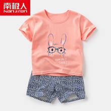 NANJIREN/летние пижамы для детей, комплекты с шортами комплект с рубашкой для сна, одежда для маленьких девочек пижамные комплекты с кроликом хлопковые детские пижамы 2024 - купить недорого