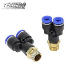 PX" Pneumatic Fitting Y Shaped Tee 4mm-12mm OD Hose Tube M5 1/8" 1/4" 3/8" 1/2" BSP Male Thread 3 way Air Coupler Connector 2024 - buy cheap