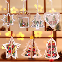 Leeiu 1PC Christmas Wooden Pendants Ornaments DIY Crafts Hanging Gifts Xmas Tree Christmas Decorations For Home Party New Year 2024 - buy cheap