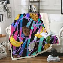 Banana Pineapple Sherpa Fleece Blanket Fruit Throw Blanket Colorful Thin Quilt Black Fluffy Bedspreads Bedroom Decor 2024 - buy cheap