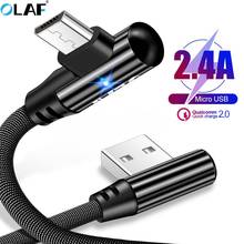 OLAF Micro USB Cable 90 Degree 2.4A Fast Charging Mobile Phone Microusb Charger Cable For Samsung S7 Xiaomi Huawei LG Android 2024 - buy cheap