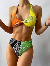 Sexy Floral Push Up One Piece Swimsuit Cut Out Monokini Halter Swimwear Women High Waist Swim Bathing Suit Bodysuit Beach Wear 2024 - buy cheap