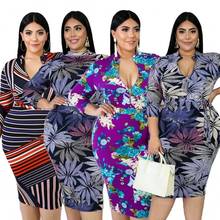 Zipper Stand Collar Bodycon Pencil Dress Women 2020 New Dashiki Print Wear On Both Sides Street Style Office Lady Dress Vestidos 2024 - buy cheap