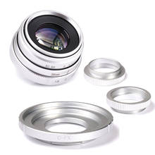 Серебряный Мини 35 мм f/1,6 APS-C объектив CCTV + переходное кольцо + 2 макрокольца для Fujifilm X Mount Mirroless Camera XT10/XT20/XT30/X100F 2024 - купить недорого